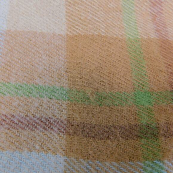Cashmere 100%  Plaid Scarf Fringe with tones of Yellow, Brown, Cream and Green - Picture 10 of 11